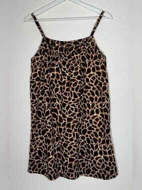 Animal Print Spaghetti Strap Mini Dress in Black and Tan by Pink Twill